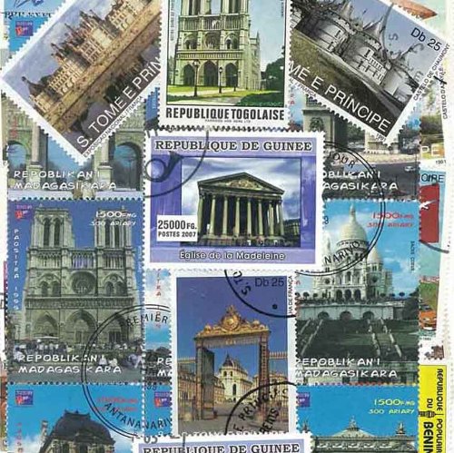 Collection de timbres Monuments Francais oblitérés - 50 timbres différents