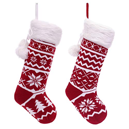 Chaussettes De Noël Hautes Rouges - Nœuds Satin Et Pompons Blancs - Femme