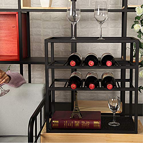 YTO Métal Wine Rack Moderne Minimaliste Placée Goblet Support en Verre Salon Bureau Salle de réunion Caves à vin étagère L20.01.29 (Color : Black)