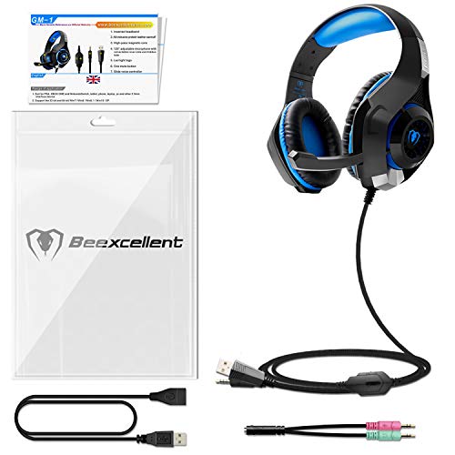Beexcellent GM-1 Casque Gaming PS4, Casque Gamer avec Micro Premium Anti Bruit Audio Stéréo Basse avec LED Lampe Jeux Vidéo Gaming Compatible pour PC Xbox One Laptop Tablette