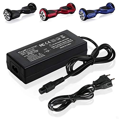Kuyal 42V 2A Chargeur de batterie pour deux roues Mini Smart Scooter électrique Gyropode REVOE, Balance Monocycle Skateboard adaptateur d'alimentation utilisé pour charger 36V Lithium Ion Battery Pack