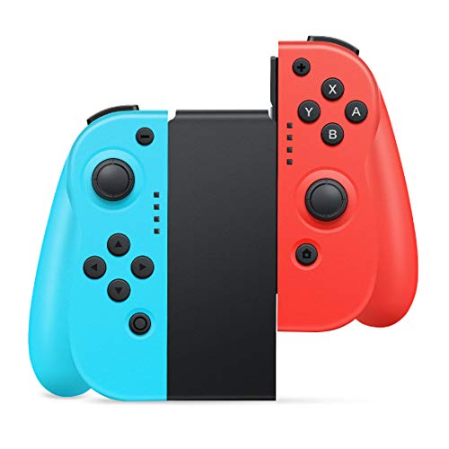 Manette Switch ,Timoom Manette Pro sans fil Pour Nintendo Switch , Remplacement JOYCON Contrôleur pour Wireless Bluetooth Controller Joystick - Bleu néon et Rouge néon
