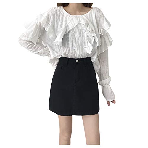 Mode Femmes Jupe en Jean éTé Loisirs Couleur Pure Jupe Taille Haute Boheme Grande Taille Elastique Stretch Sexy Pas Cher Haute PlisséE Courte Mi Longue Jupe en Jean Taille Haute Femme