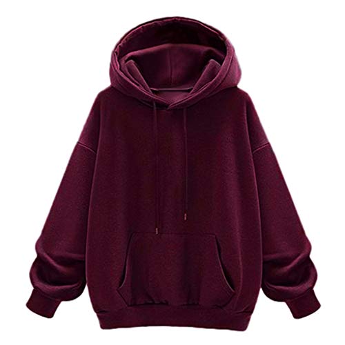 Sweatshirt Femme Polaire Sweat a Capuche Grande Taille L-5XL Pulls Hiver Sweat-Shirt Ado Fille Pas Cher Hoodie Couleur Unie Tops Casual Youngii(Violet,L)