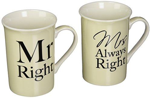 Lesser & Pavey LP33186 Mr & Mrs Right Lot de 2 Tasses Porcelaine Crème