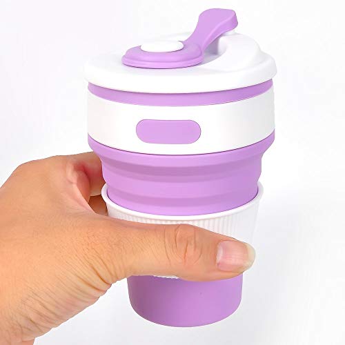 Modenny Pliez la Bouteille d'eau étanche Portable extérieur Tasse de Camp Tasse de Lavage télescopique Bouche Tasse Compression flacons à Boire (Color : Purple)