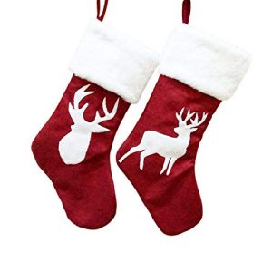 Chaussette De Noel Rouge Et Blanche Pas cher