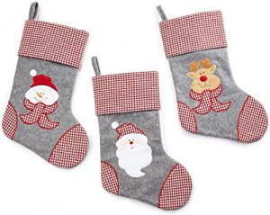 Chaussette De Noel Grise Et Blanche Pas cher