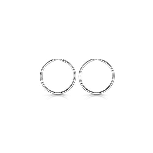 Amberta® Anneaux Infinis En Argent Fin Sterling 925 – Boucle D’Oreille Ronde Créole – Diamètre: 20 30 40 60 80 mm (20mm)