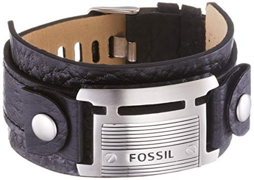 Fossil Homme Bracelet manchette en cuir noir JF84816040