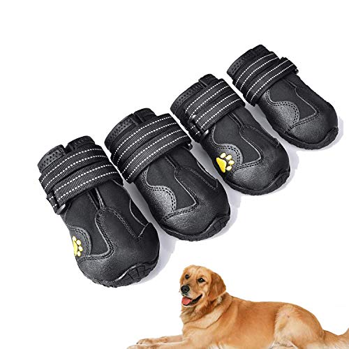 Havenfly 4 pcs Bottes Chien,Chaussures pour Chiens imperméables avec Bretelles réglables réfléchissantes pour Petits Chiens de Taille Moyenne (5)
