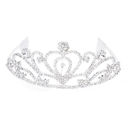 Pixnor Couronne de strass de cristal diadème strass cristal Bridal bandeau avec peigne de mariage