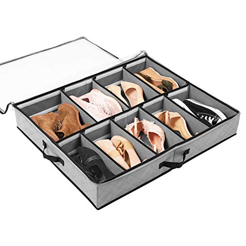 SOLEDI Boîte de Rangement pour Chaussures Peu encombrant pour Le Rangement sous Le lit de la penderie Organisateur de Chaussures et Robuste avec Grande capacité et fenêtre Transparente