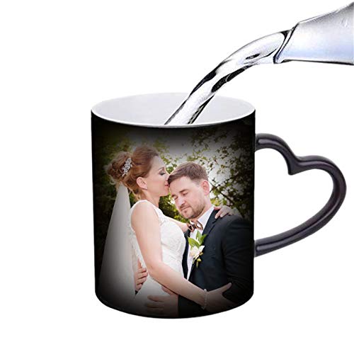 Tasse changeante de couleur magique tasse personnalisée tasse de photo tasse en céramique tasse sensible à la chaleur(Noir1)