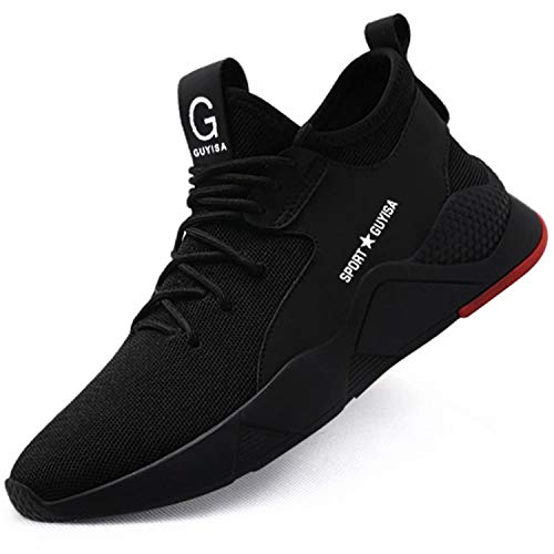 TQGOLD® Chaussure de Sécurité Homme Femme Chaussures de Travail avec Embout de Protection en Acier Noir Taille 45