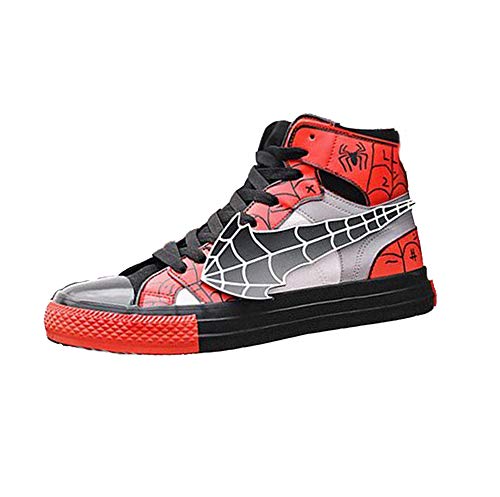 YUANY Spiderman Joint Chaussures de Sport pour Hommes Épaississement étudiants Tendance Sauvage Haut-Top Chaussures Tide,Black red-41EU