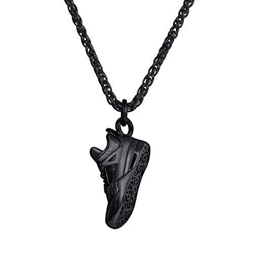 ZHBSS Pendentif de Chaussures de Sport créatives à la Mode, Collier pour Hommes Tendance européenne et américaine, vêtements de Fitness pour Hommes à la Mode 1,6 * 0,7 Pouces Noir